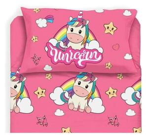 Completo Lenzuola Singolo in Cotone Unicorno