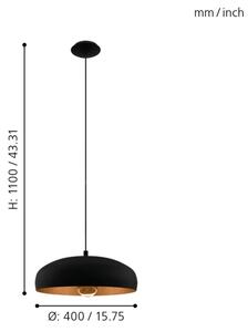 Eglo 94605 - Lampadario MOGANO 1xE27/60W/230V