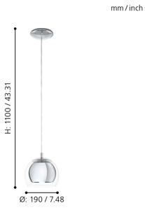 Eglo 94592 - Lampadario ROCAMAR 1xE27/60W/230V