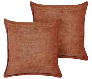 Set di 2 cuscini decorativi in velluto a coste marrone dorato 43 x 43 cm stile moderno tradizionale Beliani