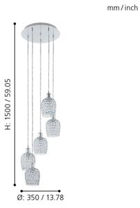 Eglo 94898 - Lampadario sospeso a cavo BONARES 1 5xE27/60W/230V