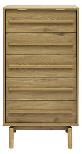 Cassettiera alta finitura legno rovere 5 cassetti L60 cm YSEULT