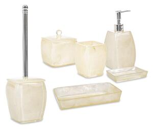 Set 6 pezzi accessori da bagno serie Perla Cipì Dispenser Bicchiere Portasapone Scopino Porta cotone e Vassoio