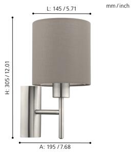 Eglo 94925 - Applique PASTERI 1xE27/60W/230V taupe