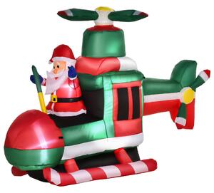 Babbo Natale Gonfiabile su Elicottero 155x63x107 cm con Luci LED Multicolore
