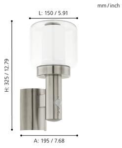 Eglo 95017 - Applique da esterno con sensore POLIENTO 1xE27/40W