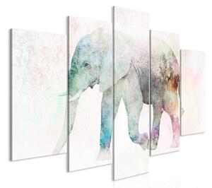 Quadro Painted Elephant (5 Parts) Wide