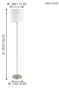 Eglo 95164 - Lampada da terra PASTERI 1xE27/60W/230V
