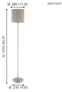 Eglo 95167 - Lampada da terra PASTERI 1xE27/60W/230V