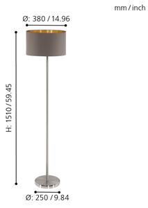 Eglo 95172 - Lampada da terra MASERLO 1xE27/60W/230V