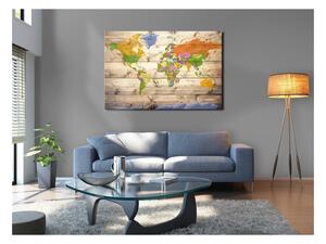Quadri di sughero Map on wood: Colourful Travels [Cork Map]