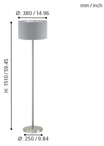 Eglo 95173 - Lampada da terra MASERLO 1xE27/60W/230V