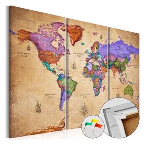 Quadri di sughero Colourful Travels (3 Parts) [Cork Map]