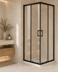 Box doccia 80x120 Nuvola Slim scorrevole 6 mm trasparente nero H 190