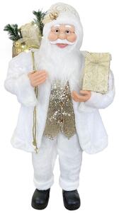 Pupazzo Babbo Natale H110 cm con Luci e Suoni Bianco e Oro