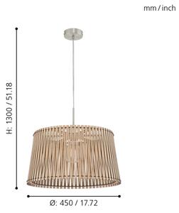 Eglo 96193 - Lampadario SENDERO 1xE27/60W/230V