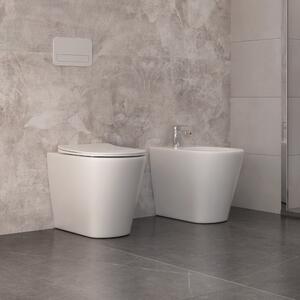Coppia di Sanitari WC e Bidet a Terra Filo Muro in Ceramica Bonussi Poseidon