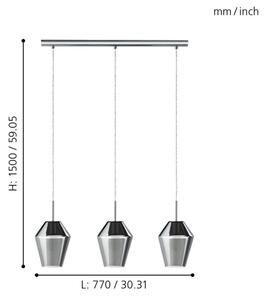 Eglo 96774 - Lampadario a cavo MURMILLO 3xE27/28W/230V