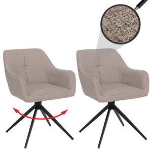 Set di 2 sedie da pranzo modello HWC-O47, sedia da cucina con braccioli, girevole con sistema di ritorno automatico, rivestita in tessuto (270g/m²), colore beige