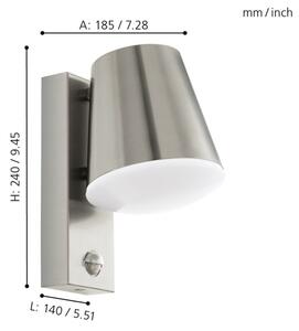 Eglo 97453 - Lampada da parete per esterni con sensore CALDIERO 1xE27/10W/230V IP44