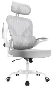 Sedia da ufficio ergonomica con poggiatesta e braccioli regolabili, rivestimento in rete traspirante, supporto lombare e per la schiena, e funzione basculante