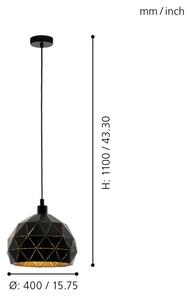 Eglo 97841 - Lampadario a sospensione con filo ROCCAFORTE 1xE27/60W/230V