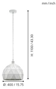 Eglo 97854 - Lampadario a sospensione con filo ROCCAFORTE 1xE27/60W/230V
