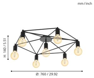 Eglo 97904 - Lampadario fisso STAITI 7xE27/60W/230V nero