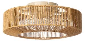 Ventilatore da soffitto Raveni con luce e cavo in canapa, Ø 50 cm - Lucande Lucande, Raveni, Marrone / Ruggine, Soggiorno, Moderno