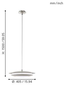 Eglo 98043 - LED RGBW Lampadario dimmerabile a sospensione con filo MONEVA LED/18W/230V