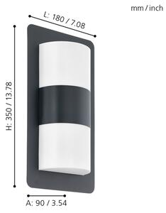 Eglo 98086 - Applique da esterno CISTIERNA 2xE27/10W/230V IP44 antracite