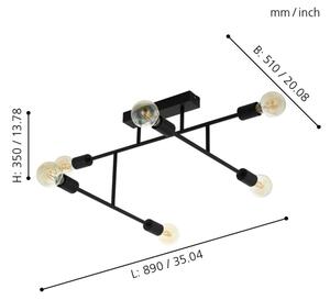 Eglo 98034 - Lampadario fisso BELSIANA 6xE27/40W/230V nero