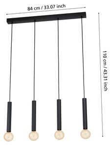 Eglo 98057 - Lampadario a sospensione con filo CORTENOVA 4xE27/60W/230V