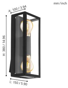 Eglo 98273 - Applique da esterno ALAMONTE 2xE27/60W/230V IP44