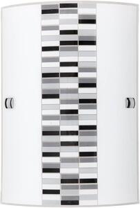 Applique Domino in metallo vetro opalino/ nero/grigio L:18cm H:26cm