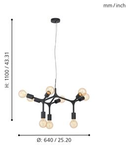 Eglo 98346 - Lampadario a sospensione con filo BOCADELLA 9xE27/60W/230V