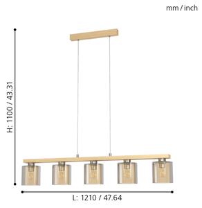 Eglo 901292 - Lampadario a sospensione con filo CASTRALVO 5xE27/28W/230V - FSC certificato