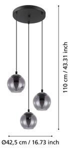 Eglo 98653 - Lampadario a sospensione con filo ARISCANI 3xE27/40W/230V