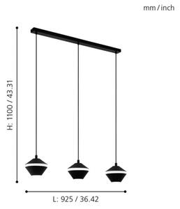 Eglo 98682 - Lampadario LED a sospensione con cavo PERPIGO 3xGU10/5W/230V
