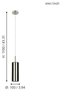 Eglo 98696 - Lampadario a sospensione con filo SELVINO 1xE27/15W/230V
