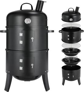 Griglia per barbecue a carbone, modello 3-in-1, con sistema di ventilazione regolabile e dotato di camino