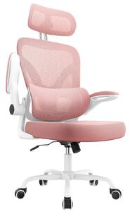 Sedia da ufficio ergonomica con poggiatesta e braccioli regolabili, rivestimento in rete traspirante, supporto lombare e per la schiena, e funzione basculante