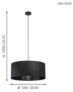 Eglo 99043 - Lampadario a sospensione con filo MASERLO 1xE27/40W/230V
