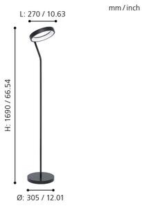 Eglo 32327 - Lampada da terra LED RGBW dimmerabile MARGHERA-C LED/15,5W/230V nera