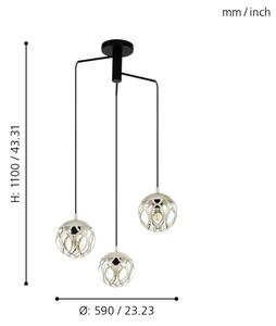 Eglo 99073 - Lampadario a sospensione con filo MIRTAZZA 3xE27/60W/230V