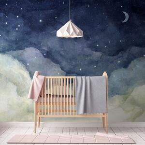Carta da parati Pittura ad acquerello del cielo notturno con falce di, Carta da parati per Bambini, Carta da parati per Ragazzo, u96076 : Uwalls.it