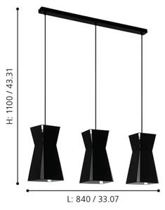 Eglo 99083 - Lampadario a sospensione con filo VALECROSIA 3xE27/40W/230V