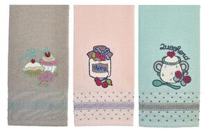 Strofinacci cucina 3 pezzi in cotone Vingi Ricami Breakfast