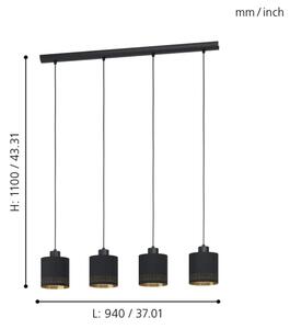 Eglo 99275 - Lampadario a sospensione con filo ESTEPERRA 4xE27/28W/230V