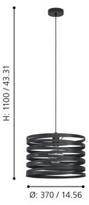 Eglo 99345 - Lampadario a sospensione con filo CREMELLA 1xE27/40W/230V